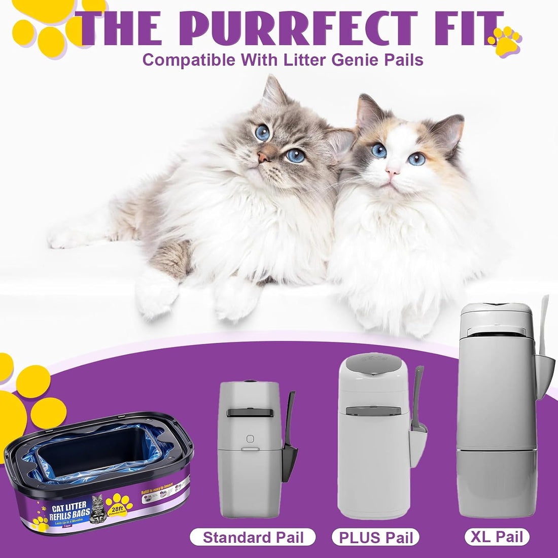 Cat Litter Refill Bag Compatible with Cat Genie, 3-Pack, 84ft Total