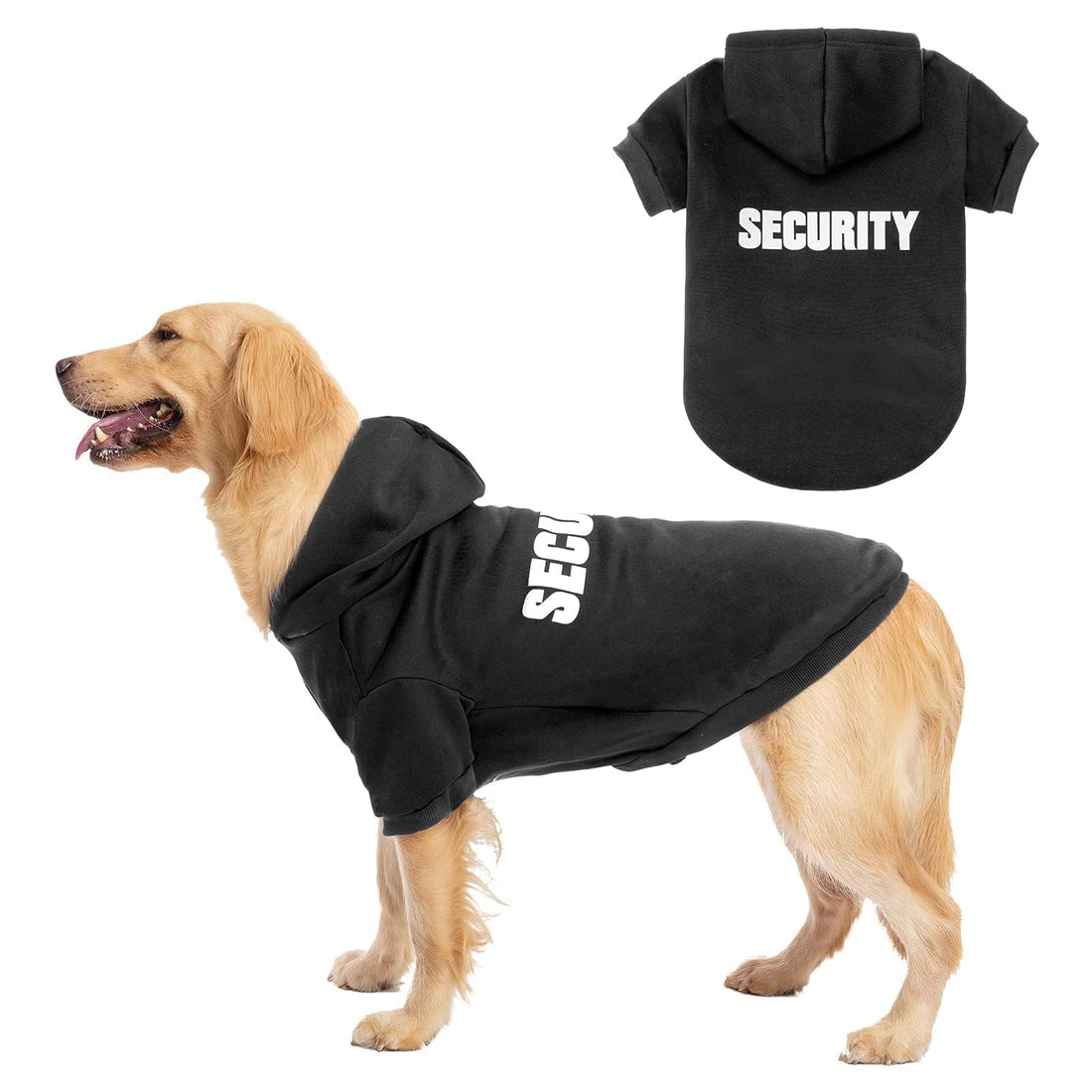 BINGPET Security Dog Hoodie, Pet Sweater Clothes with Leash Hole