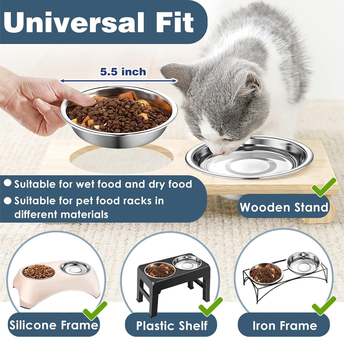 6 PCS Thickened Stainless Steel Cat Bowls
