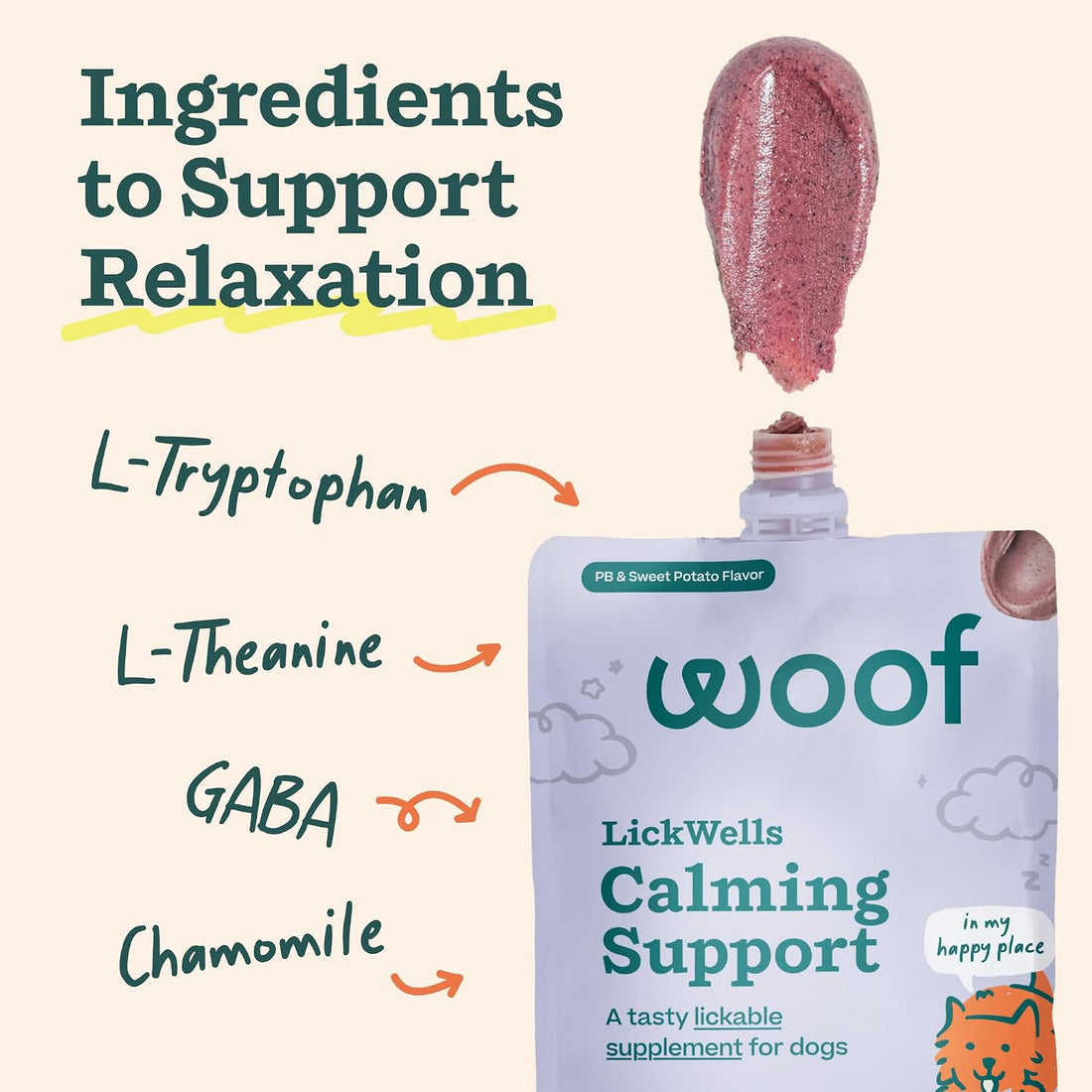 WOOF LickWells Calming Support Dog Lick Mat Spread, 12 oz