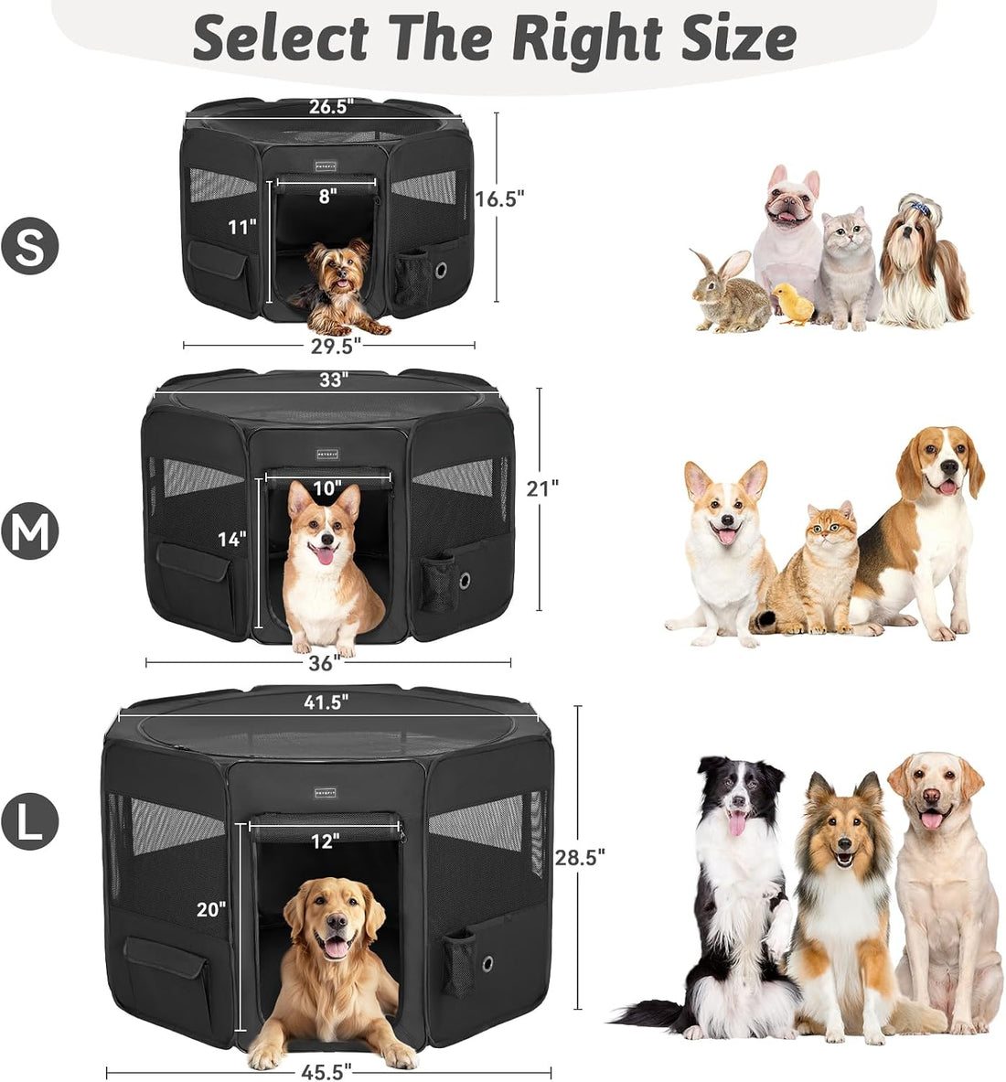PETSFIT Portable Dog Playpen 36", Removable Waterproof Mat