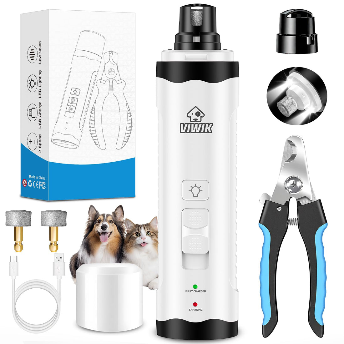 VIWIK Dog Nail Trimmers with Light, Cat Dog Nail Clippers