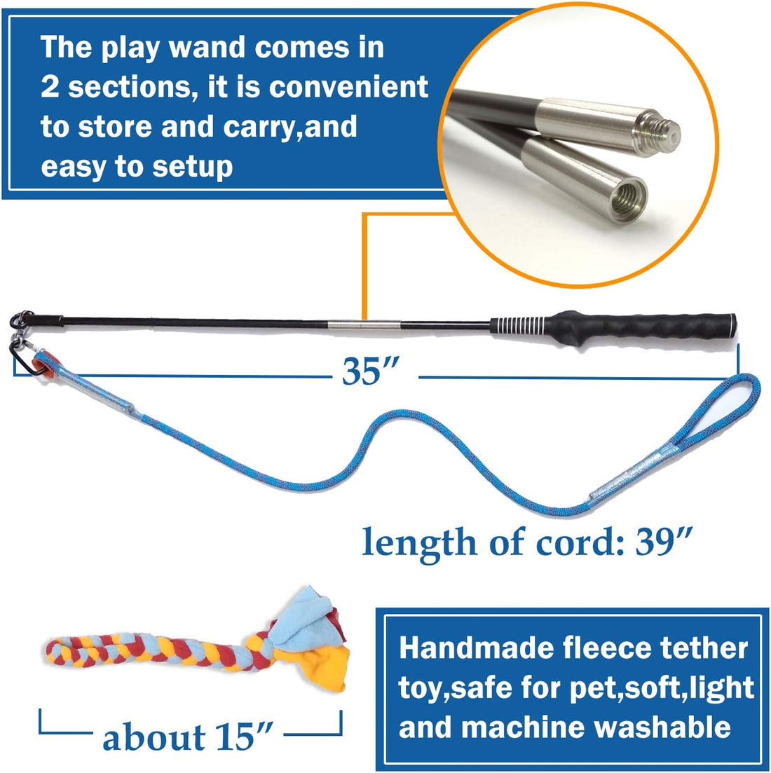 Interactive Flirt Pole Toy for Dogs Chase and Tug of War,Durable