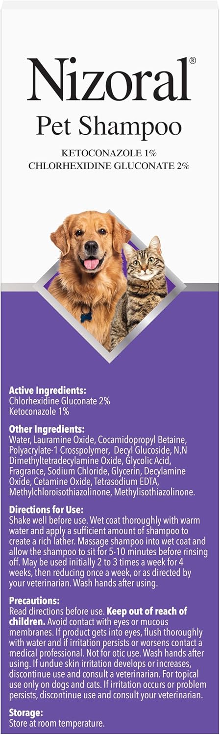 Nizoral Ketoconazole Pet Shampoo, 16 Oz, Chlorhexidine, Dogs & Cats
