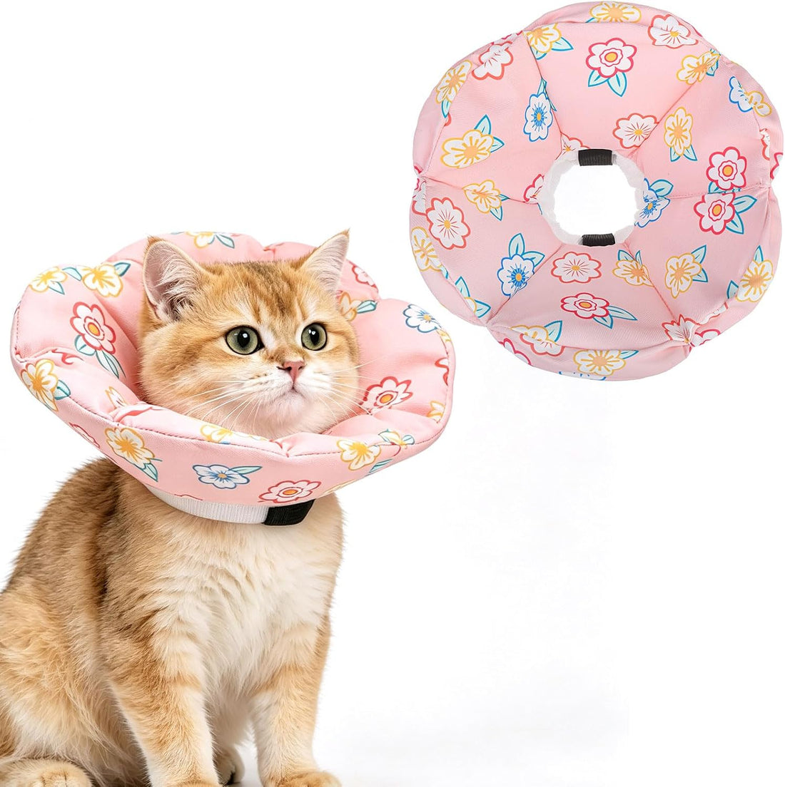 EXPAWLORER Cat Cone Collar Soft,Adjustable Waterproof Flower Style