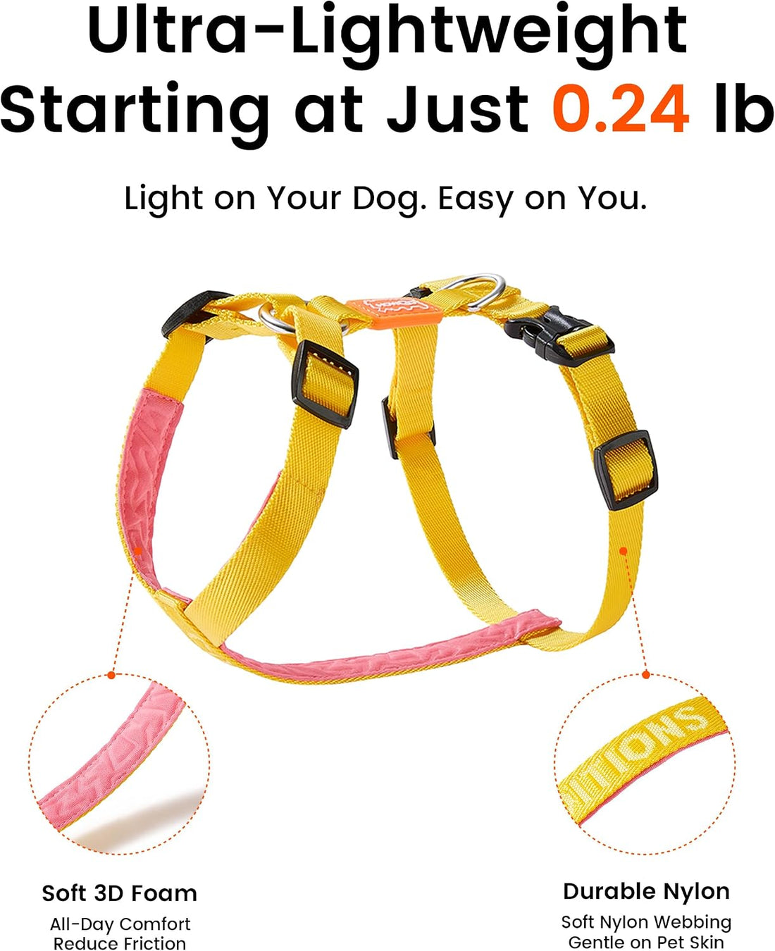 HOWGO Dog Harness,Adjustable No Pull Harness,Aluminum Rings