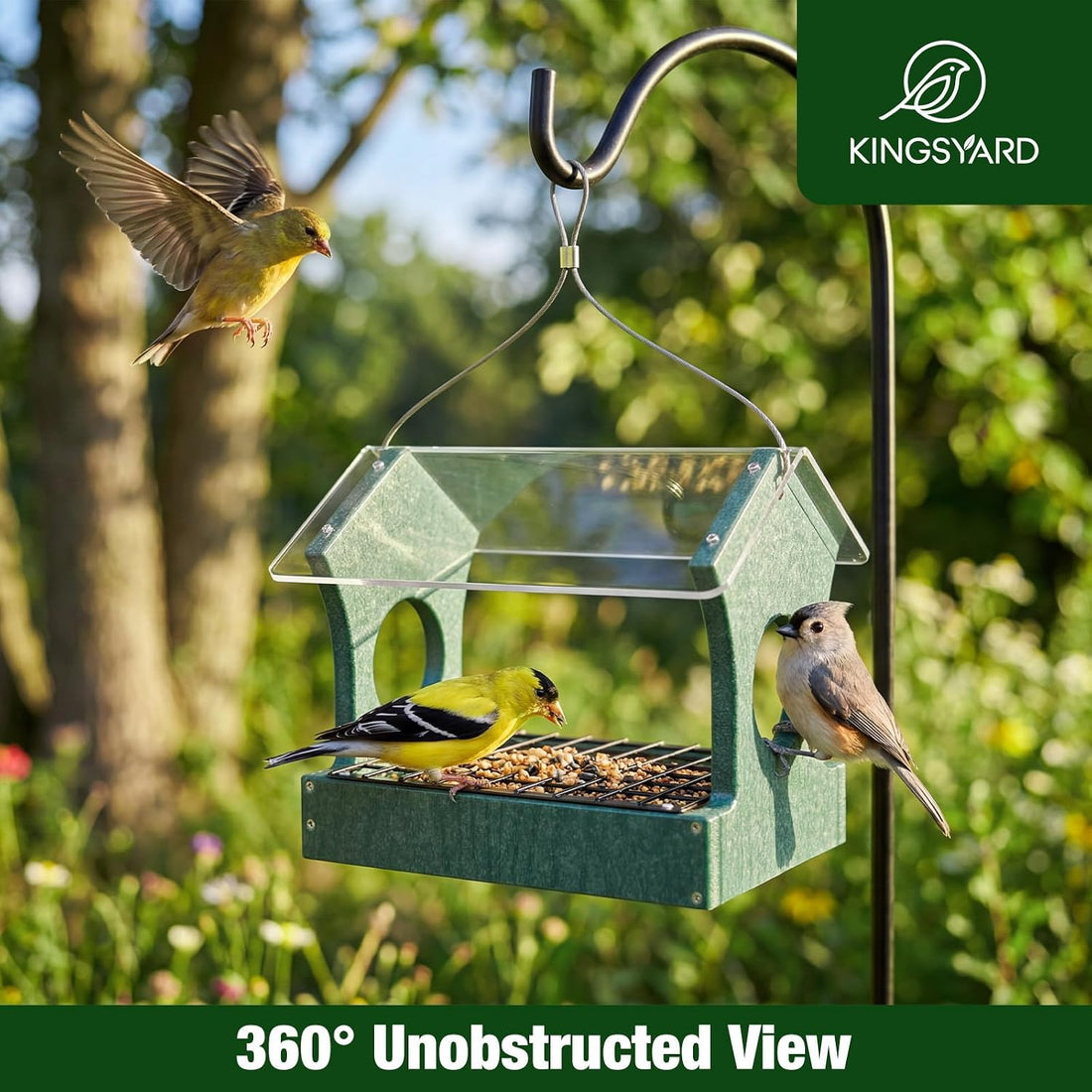 Kingsyard Rain-Resistant Platform Bird Feeder for Outdoor Hanging