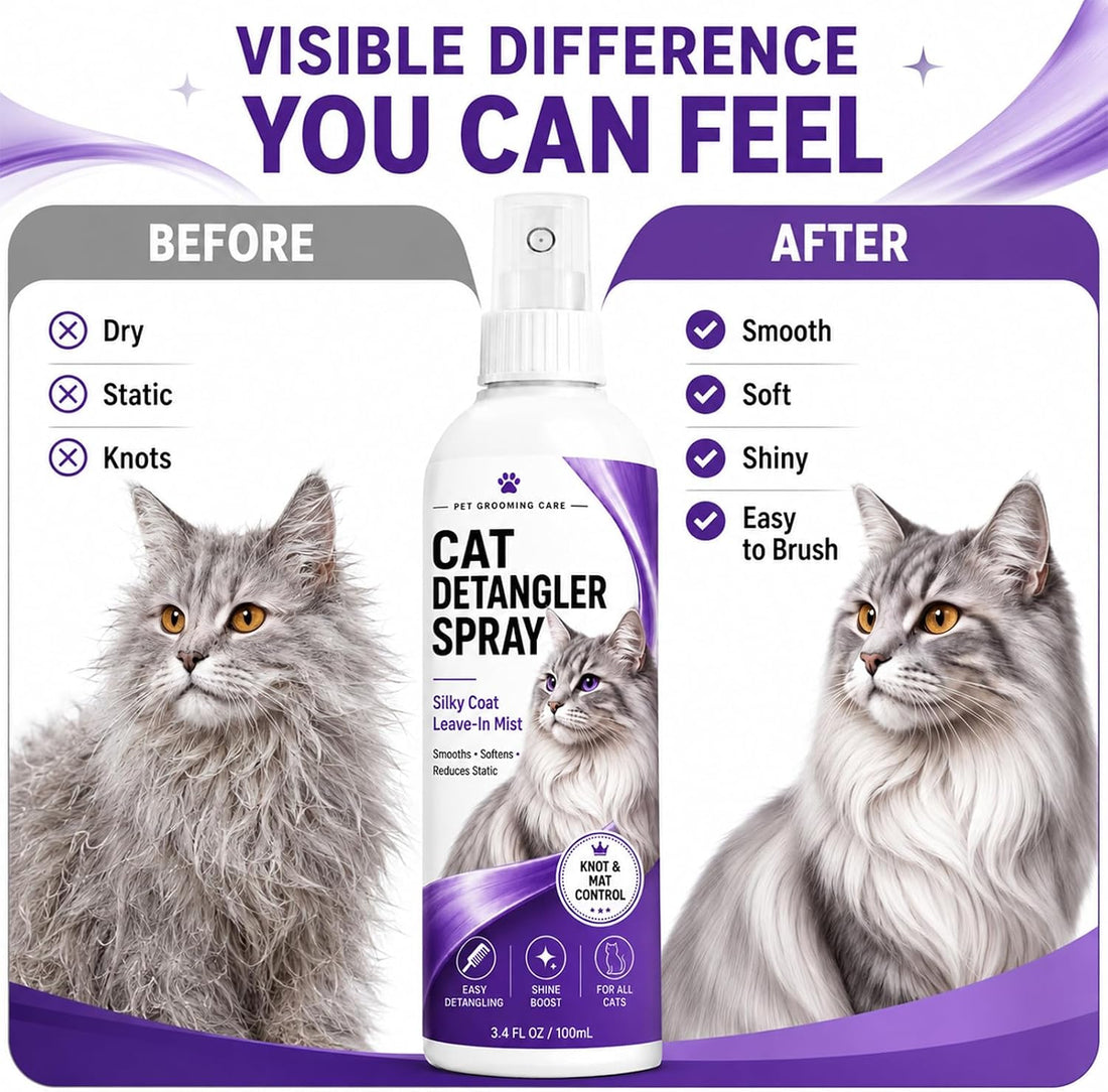 Cat Detangler Spray for Matted Hair, Leave in Pet Conditioner Spray