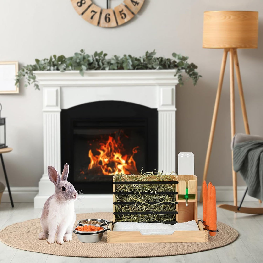 Rabbit Hay Feeder 4 in 1 Guinea Pig Feeder Bunny Hay Holder