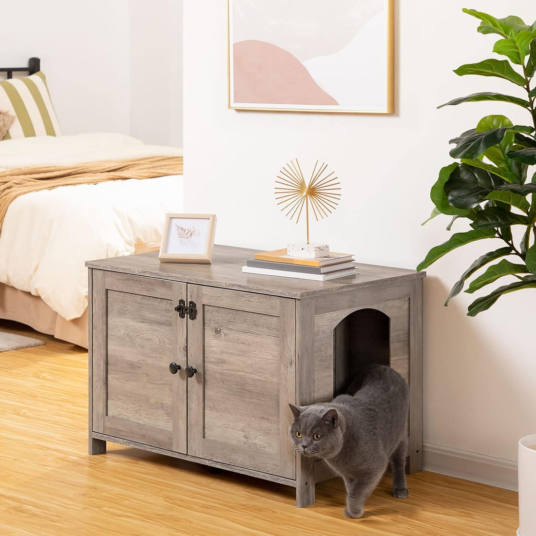 HOOBRO Litter Box Enclosure, Cat Litter Box Furniture with Removable