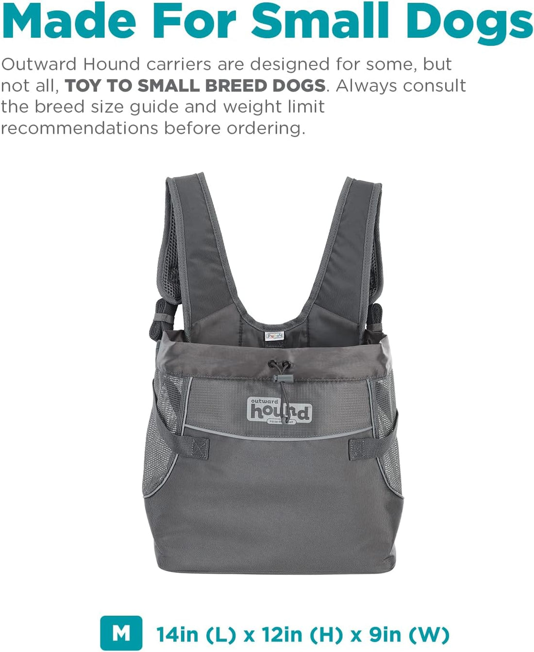 Outward Hound PupPak Dog Front Carrier, Grey, Medium, 12.5" x 9" x 14"