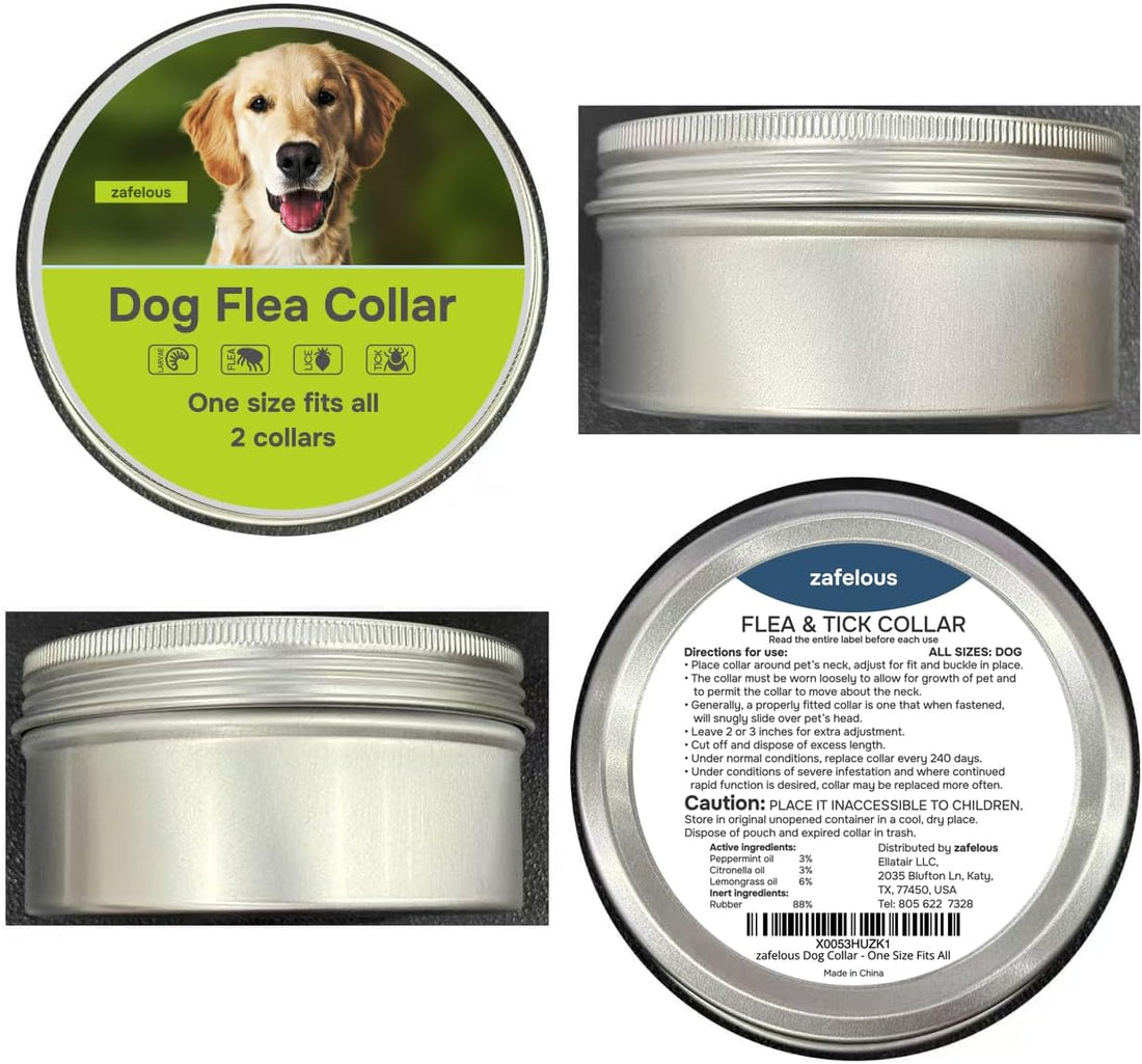 Flea and Tick Prevention for Dogs - Flea Collar - 2 Count - Adjustable