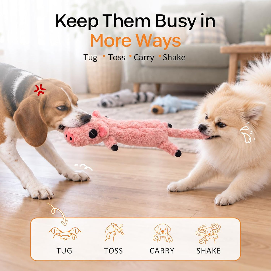 5-Pack Unstuffed Dog Toys - Keep Dogs Busy Without the Mess