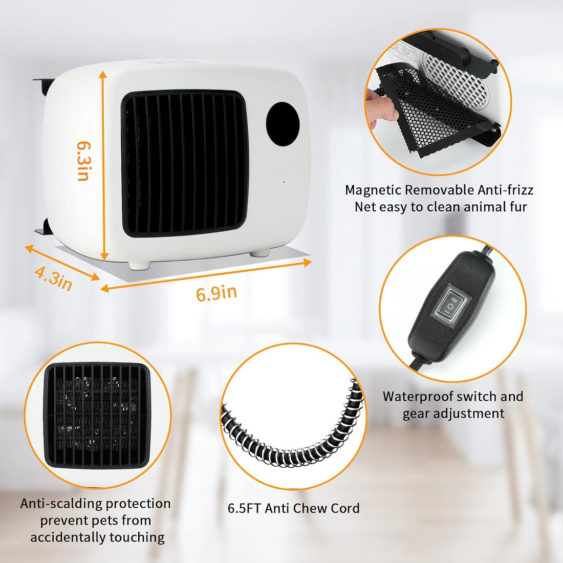 Dog House Heater with Thermostat, Wall-Mounted Dog Heater