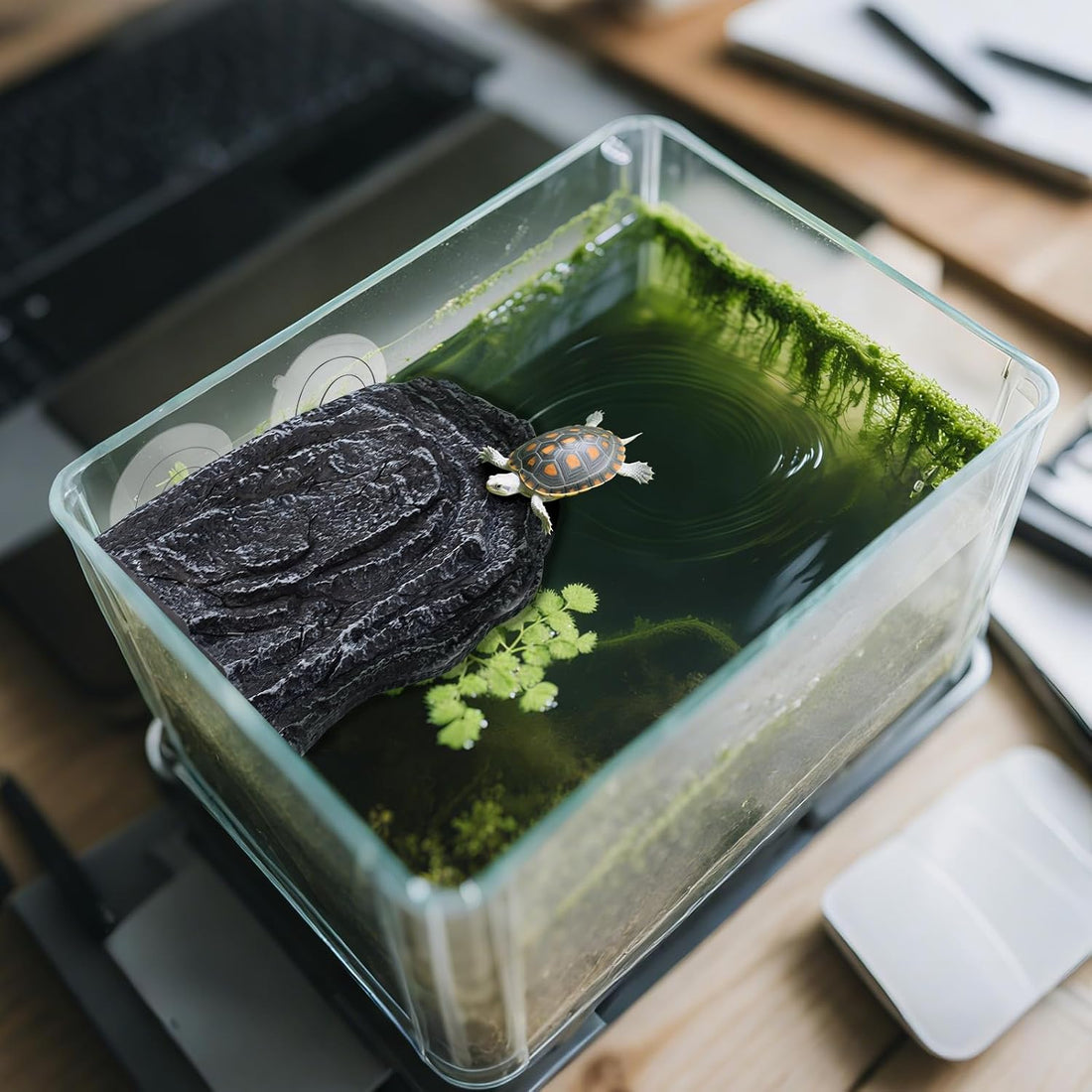 Basking Platform for Aquatic Turtles, Rock Suction Cup for Aquarium