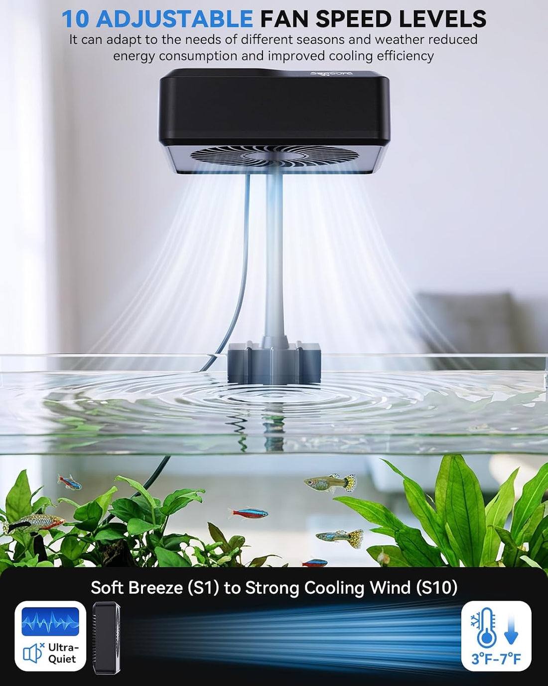 SEAOURA Aquarium Chiller Fan, Cooling for Fish Tank