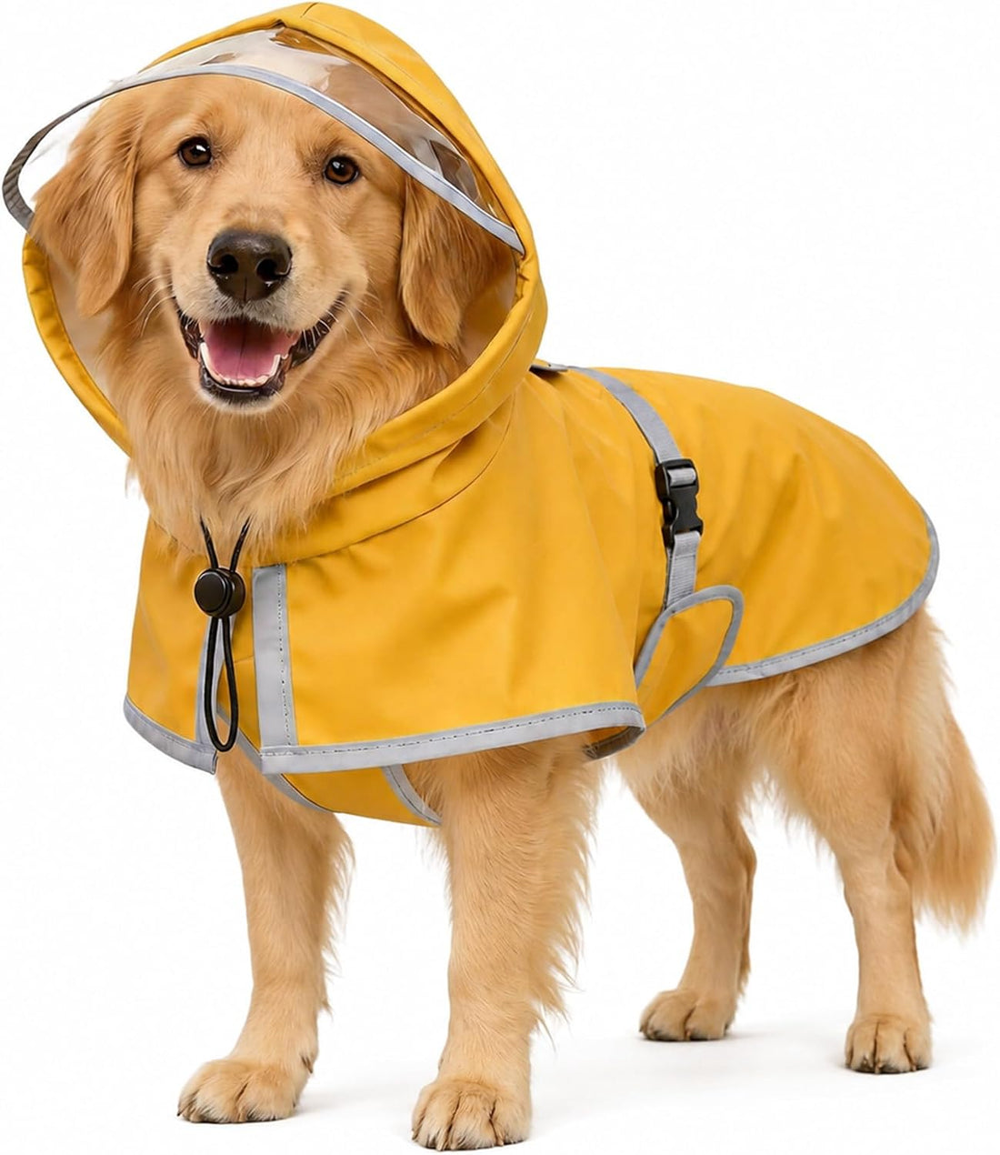 Dog Raincoat Waterproof Reflective Adjustable Hooded Windproof Jacket