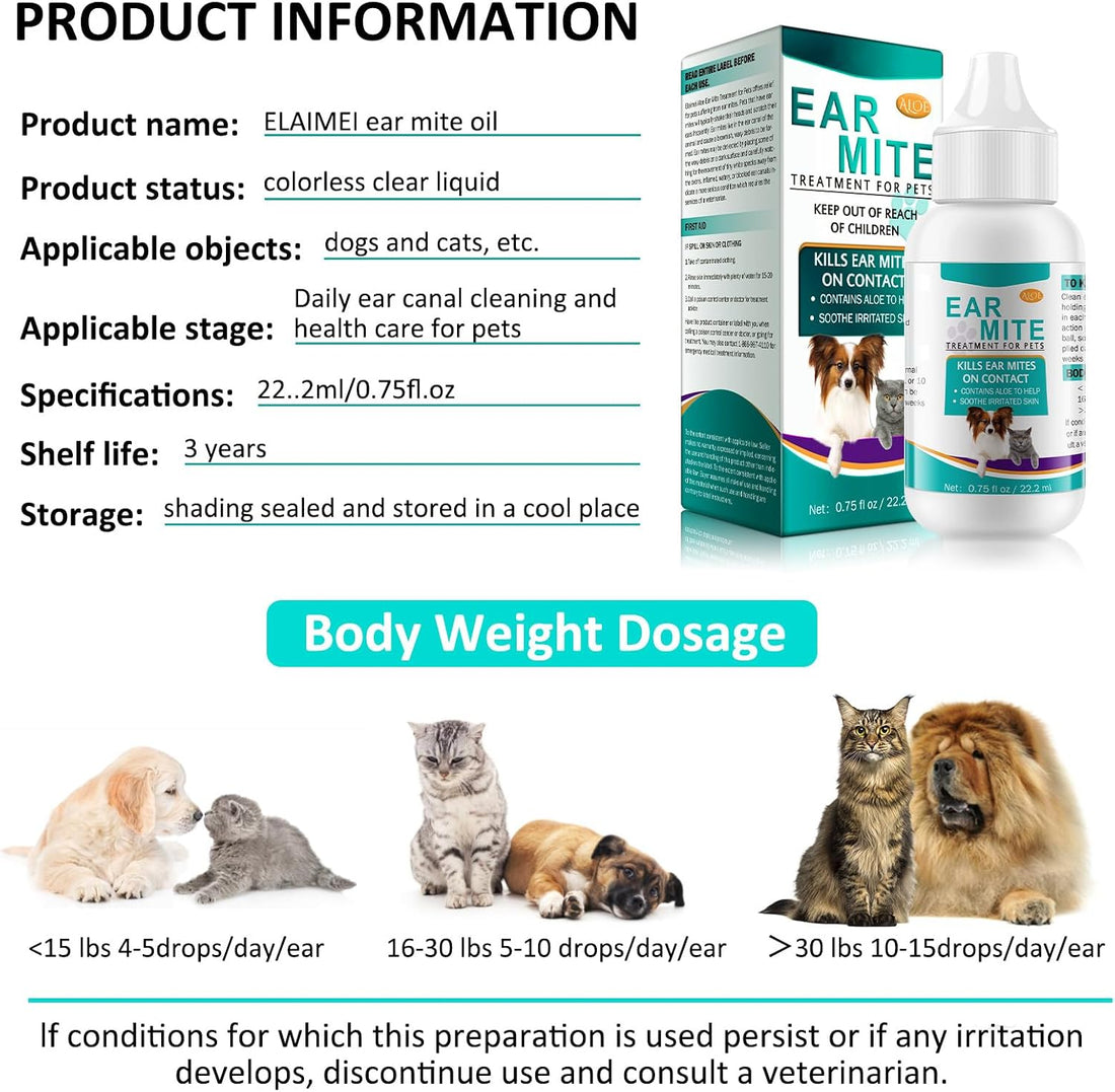 Ear Mite for Dogs & Cats, Pet Ear Infection Treatment Solution