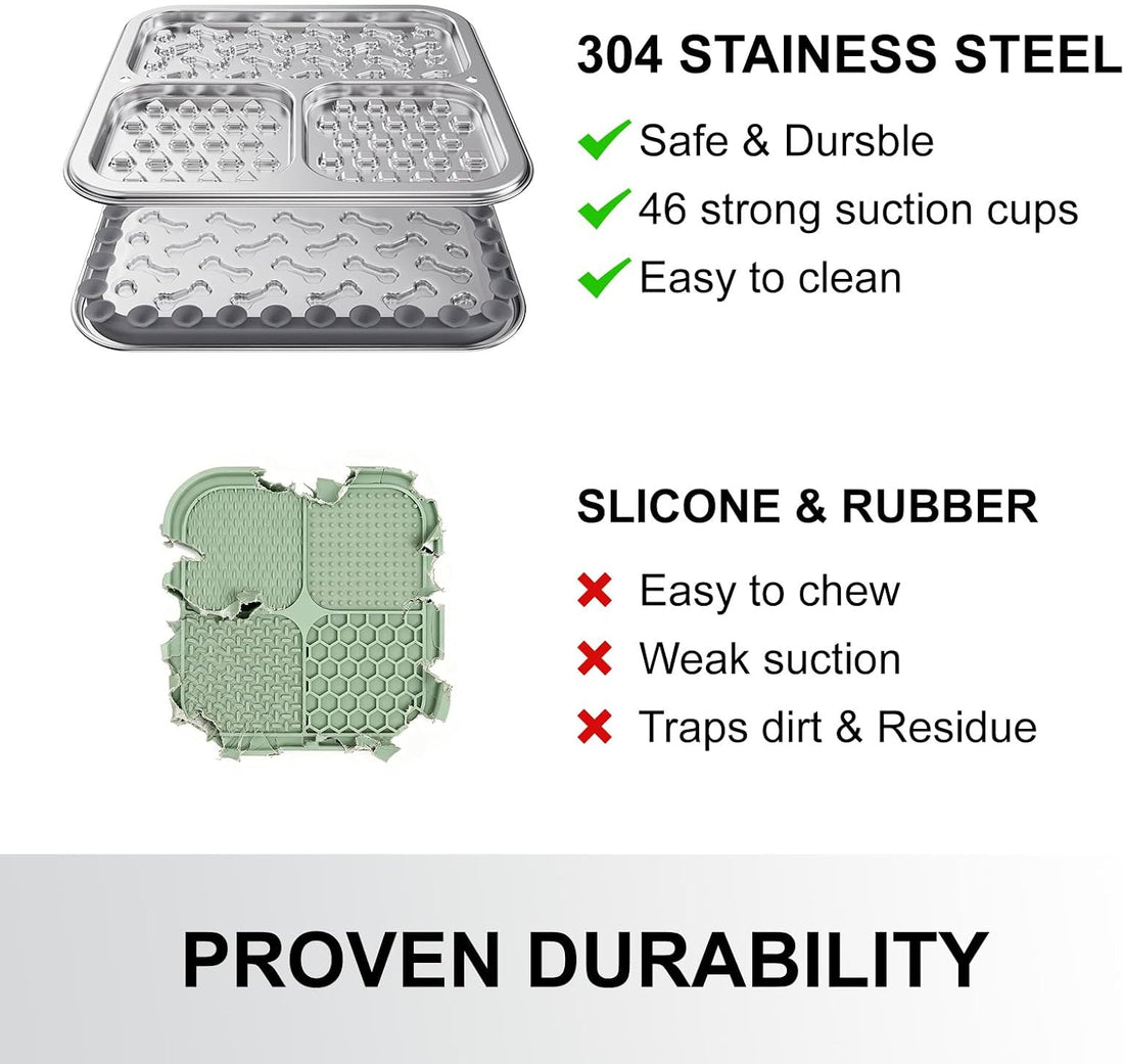 Kactoily 2-Pack 304 Stainless Steel Lick Mat for Dogs and Cats