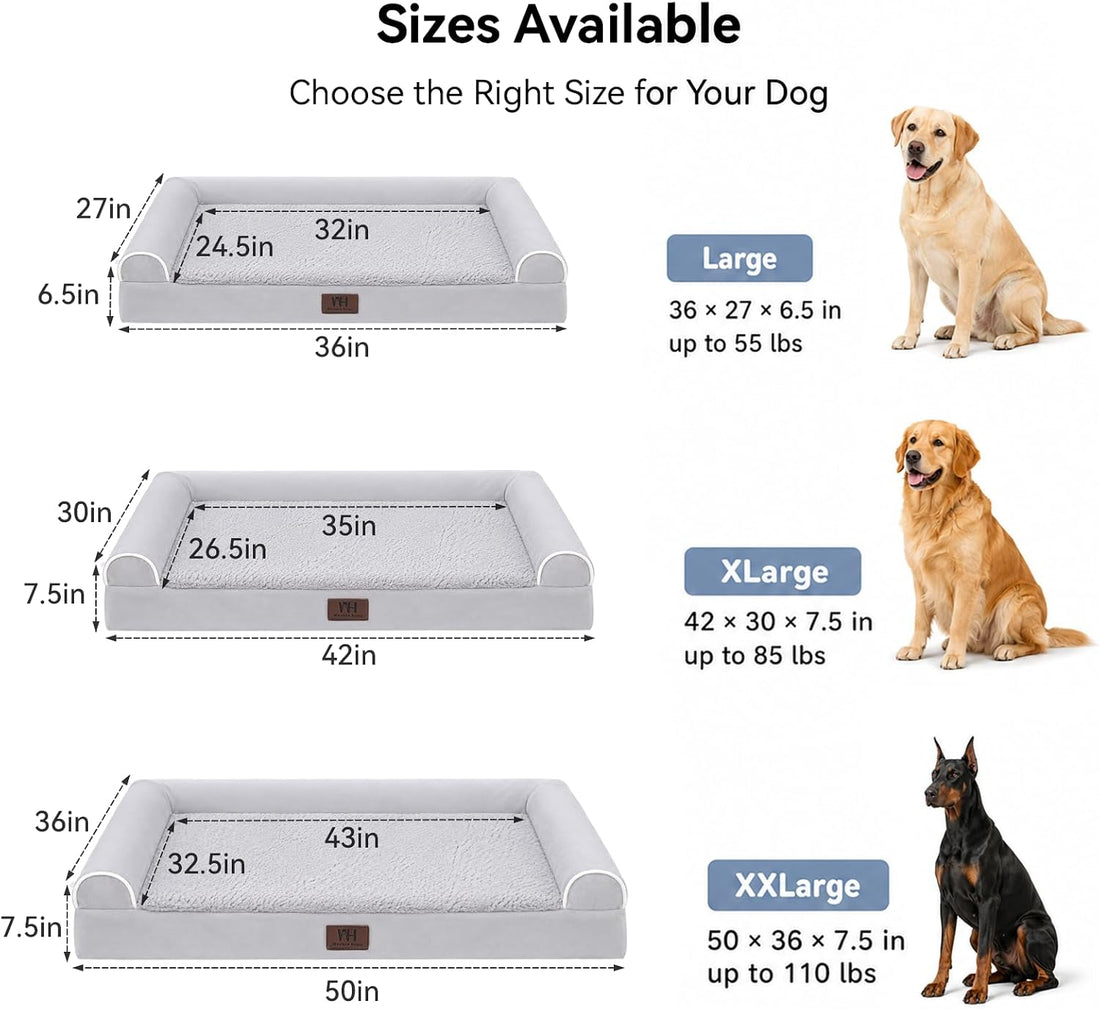 WESTERN HOME XL Orthopedic Dog Bed Washable Couch for Large Senior