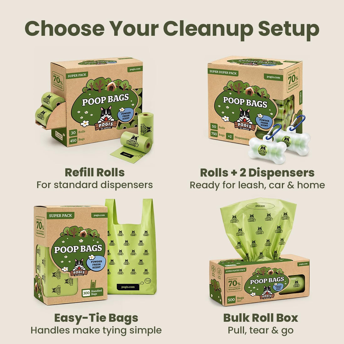 Pogi's Poop Bags – Large, Leak-Proof Dog Waste Bags for Yard or Home