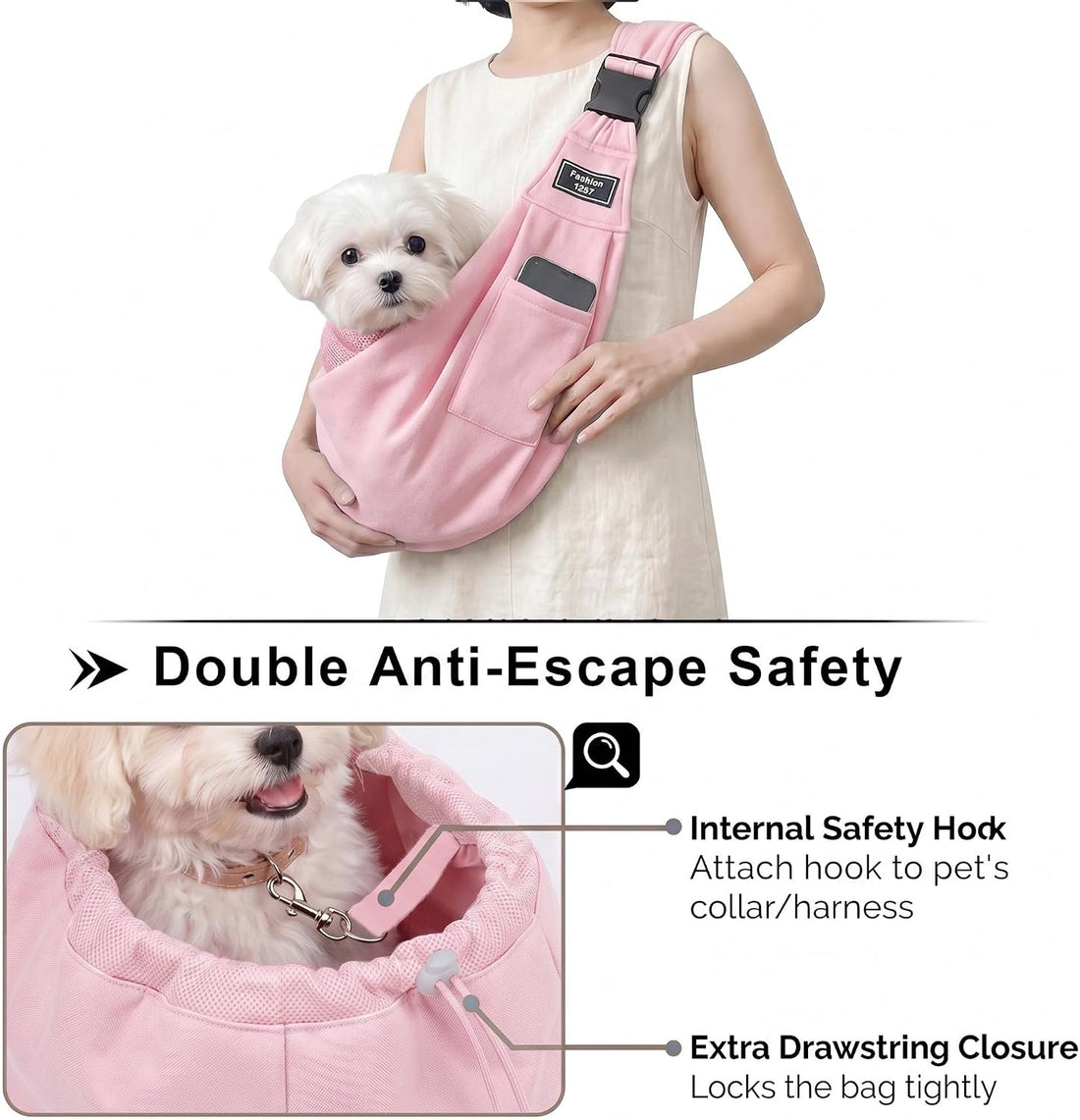 Adjustable Pet Sling Carrier, Anti-Escape Bag for Small Dogs & Cats