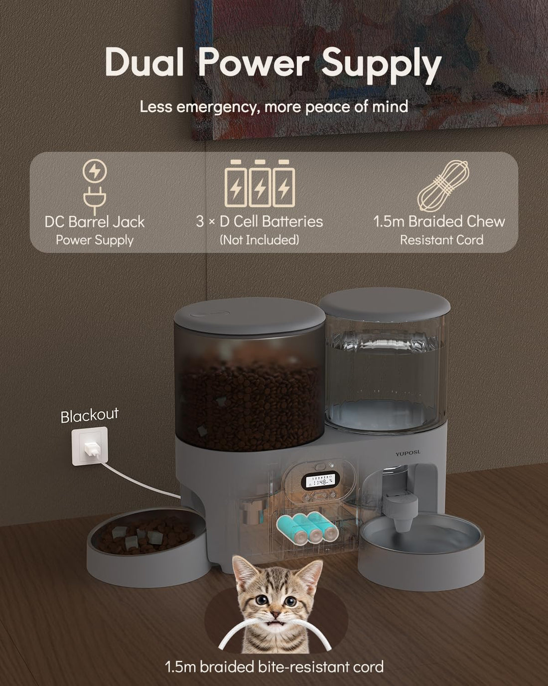 Yuposl Automatic Cat Feeder and Cat Water Dispenser