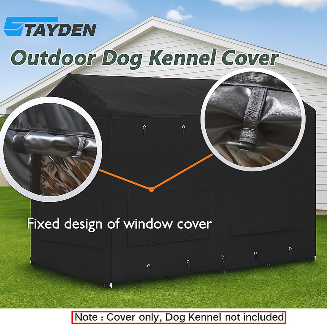Outdoor Dog Kennel Cover 8'Dx4'Wx6'H Full Coverage Kennel Cover Large