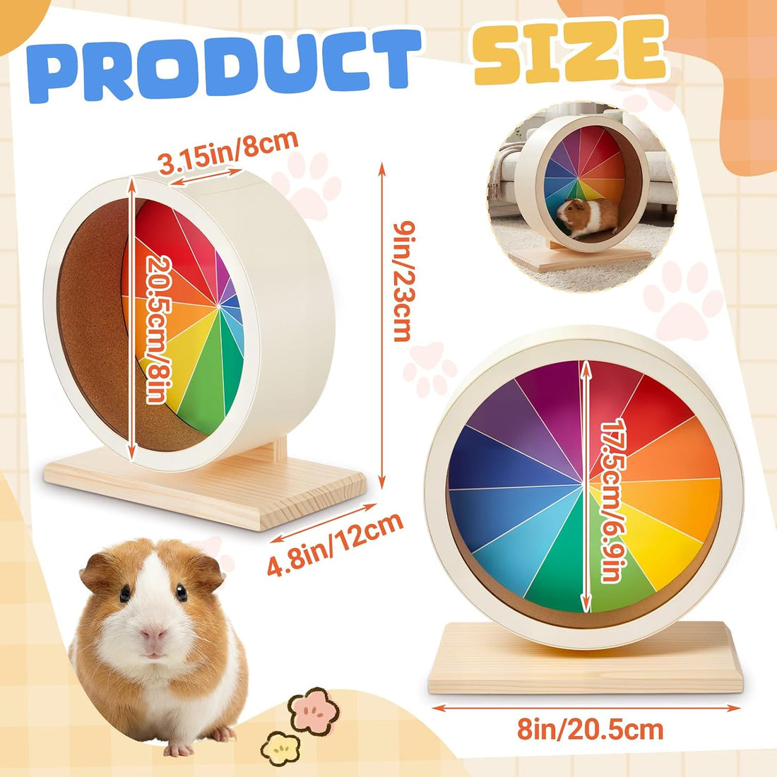 Geelin 9 Inch Hamster Wooden Silent Wheel