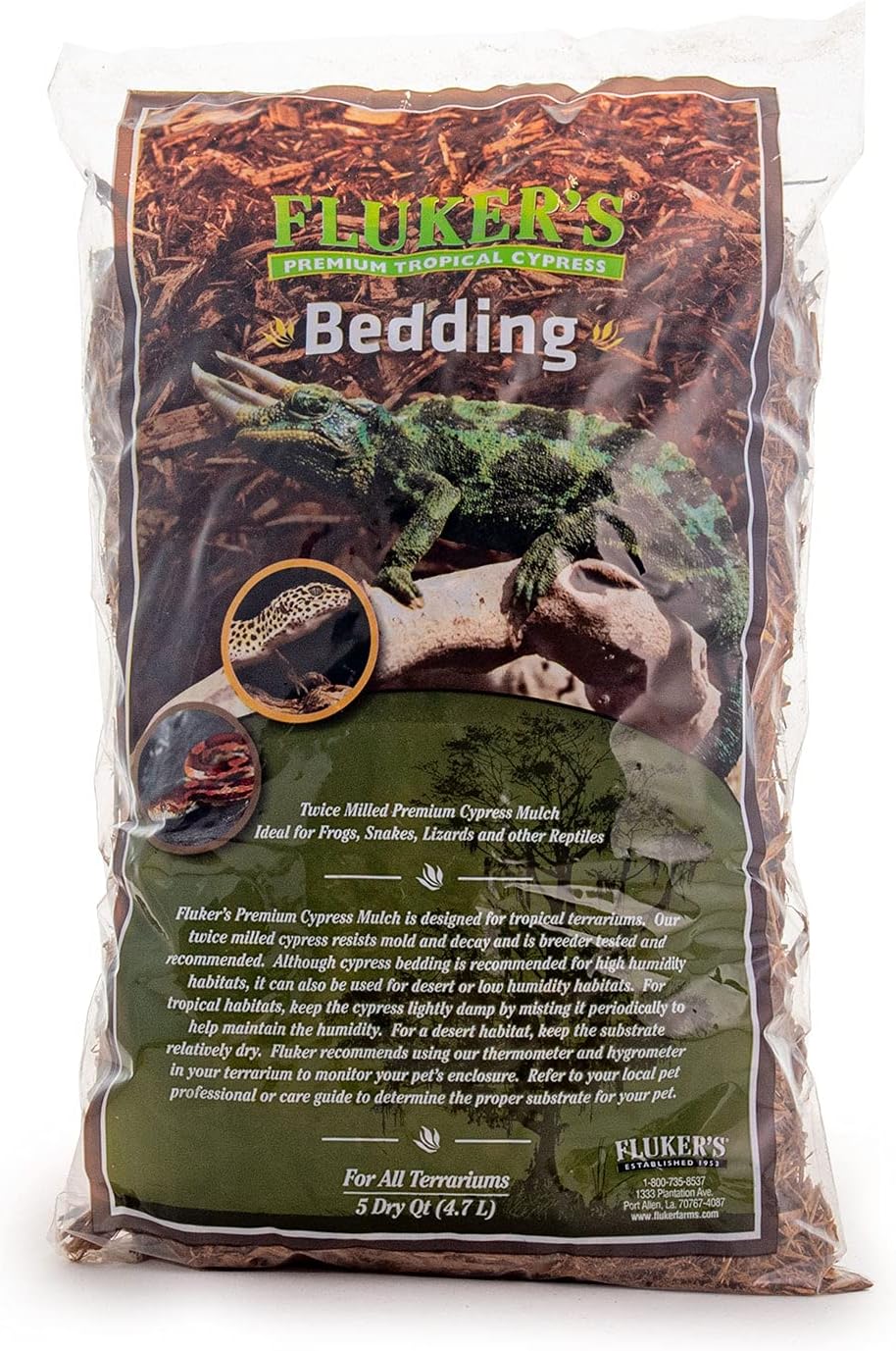 Fluker's Premium Tropical Cypress Bedding for Reptiles, 10 Pound