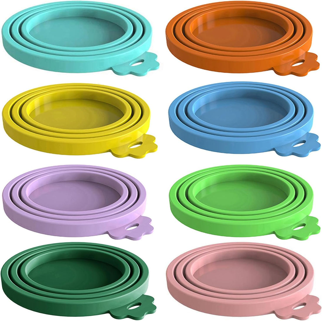 8 pack Silicone Pet Food Can Lids for 3 Size, Multicolor