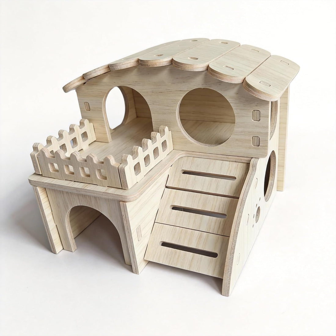 Multi-Chamber Wooden Hamster Hideout, House and Cage Accessory
