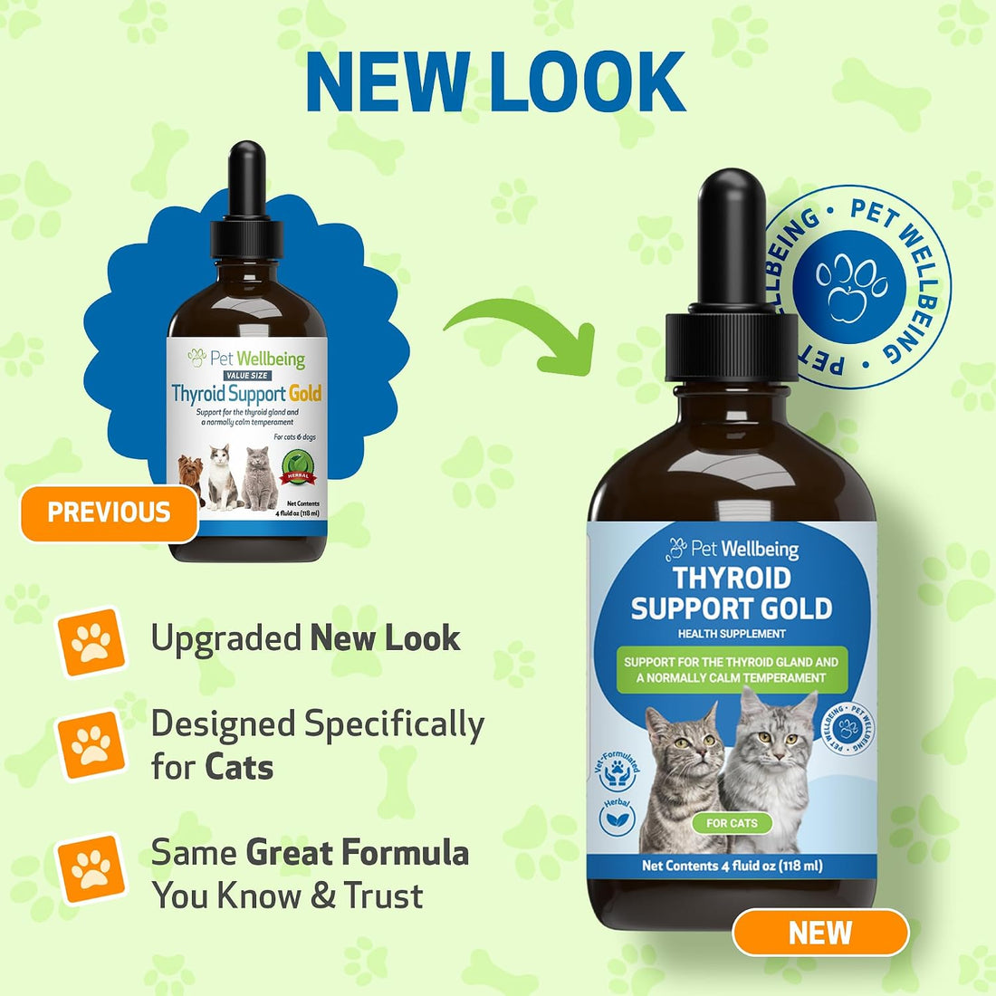Pet Wellbeing Thyroid Support Gold for Cats - Thyroid Support, 2 oz