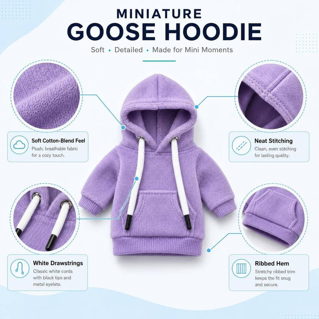 7" Desk Goose Outfits, Mini Hoodie Clothes