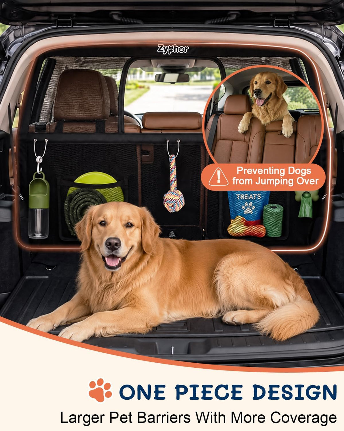 50 Inch Wide Dog Car Barrier for 2nd 3rd Row Seats & Cargo Area