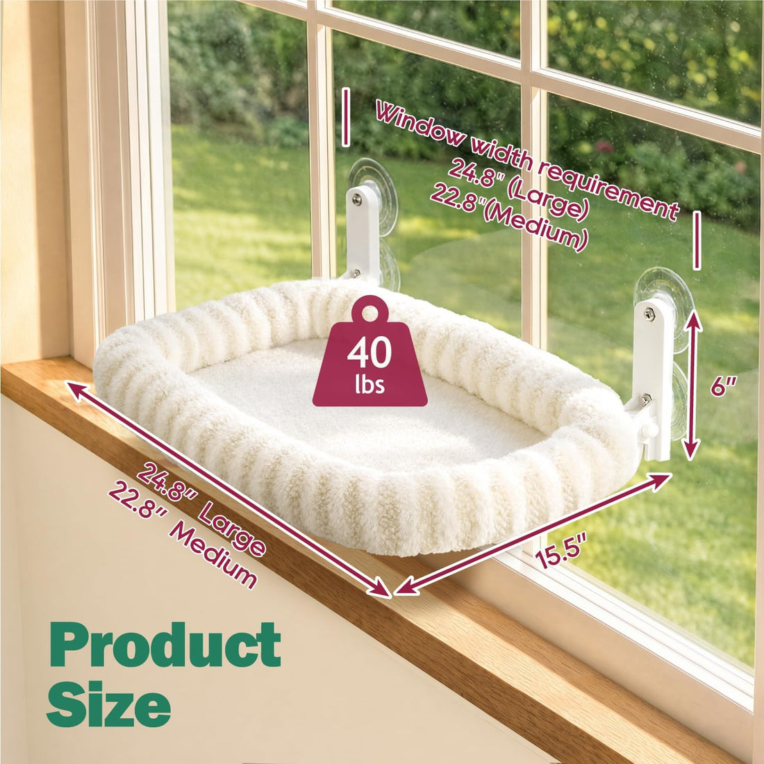 Zakkart Mellow Foldable Cat Window Perch, Upgraded Suction Cups