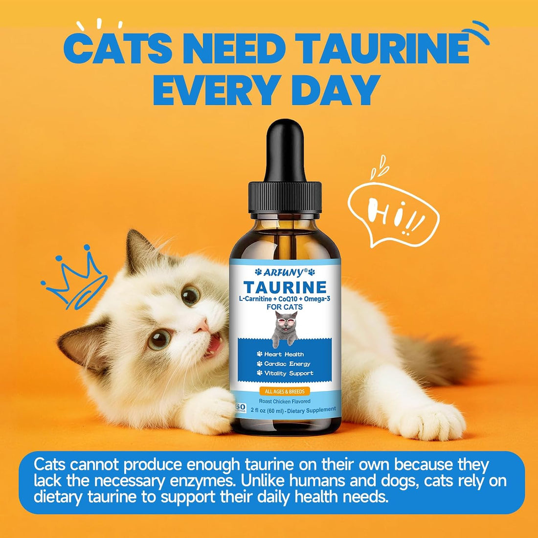 Taurine Drops for Cats, 200 mg per Serving, Roast Chicken Flavor