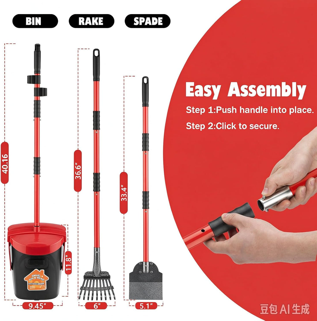 HUZSV Pooper Scooper with 40.16" Long Handle