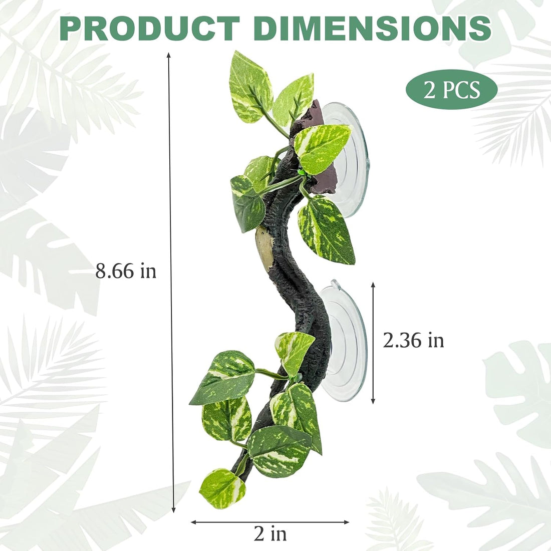 Fhiny Snake Climbing Branch, 2 PCS Resin Reptile Branches