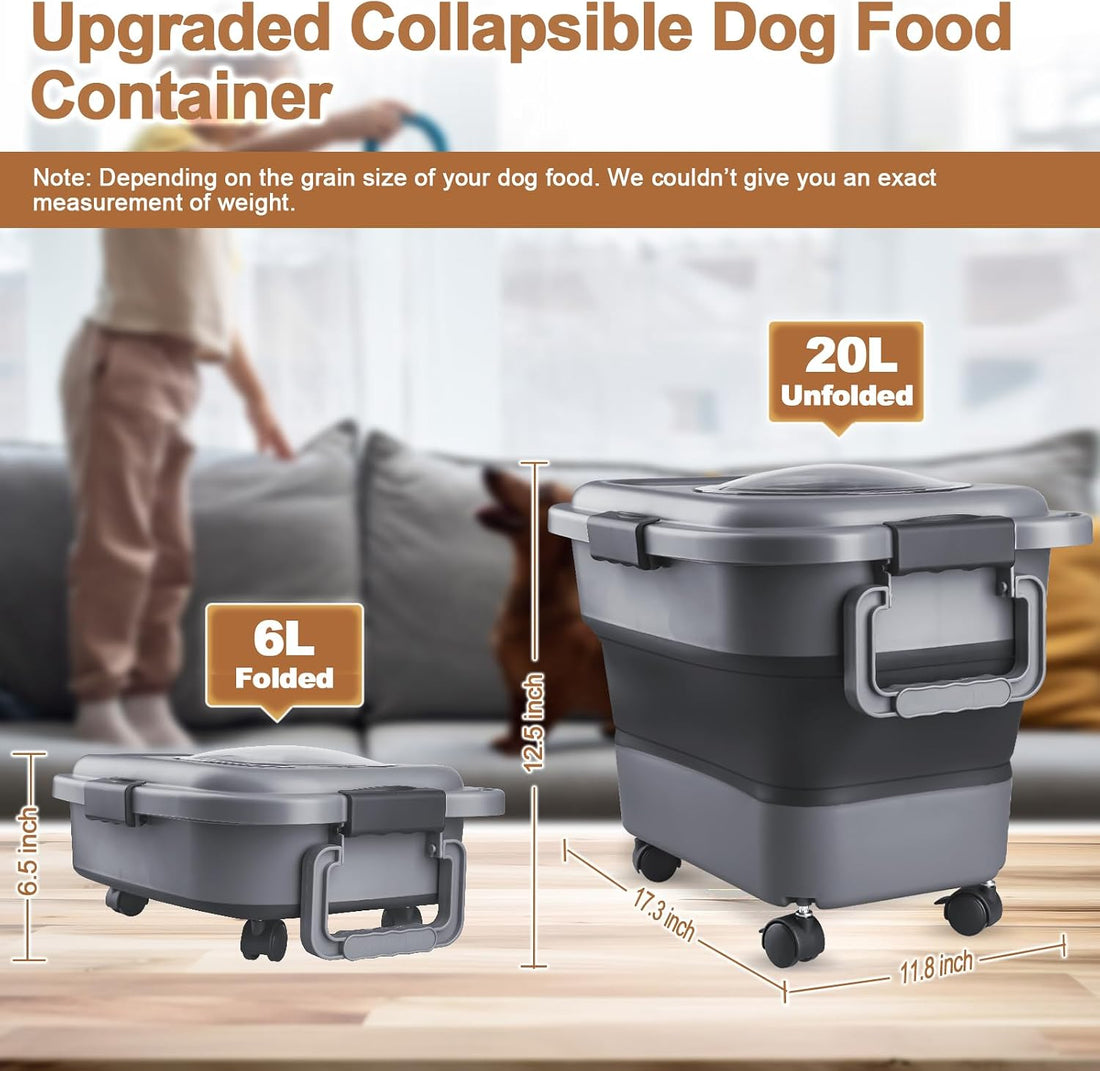 Dog Food Storage Container, 10-20 lbs Airtight Collapsible Cat Food