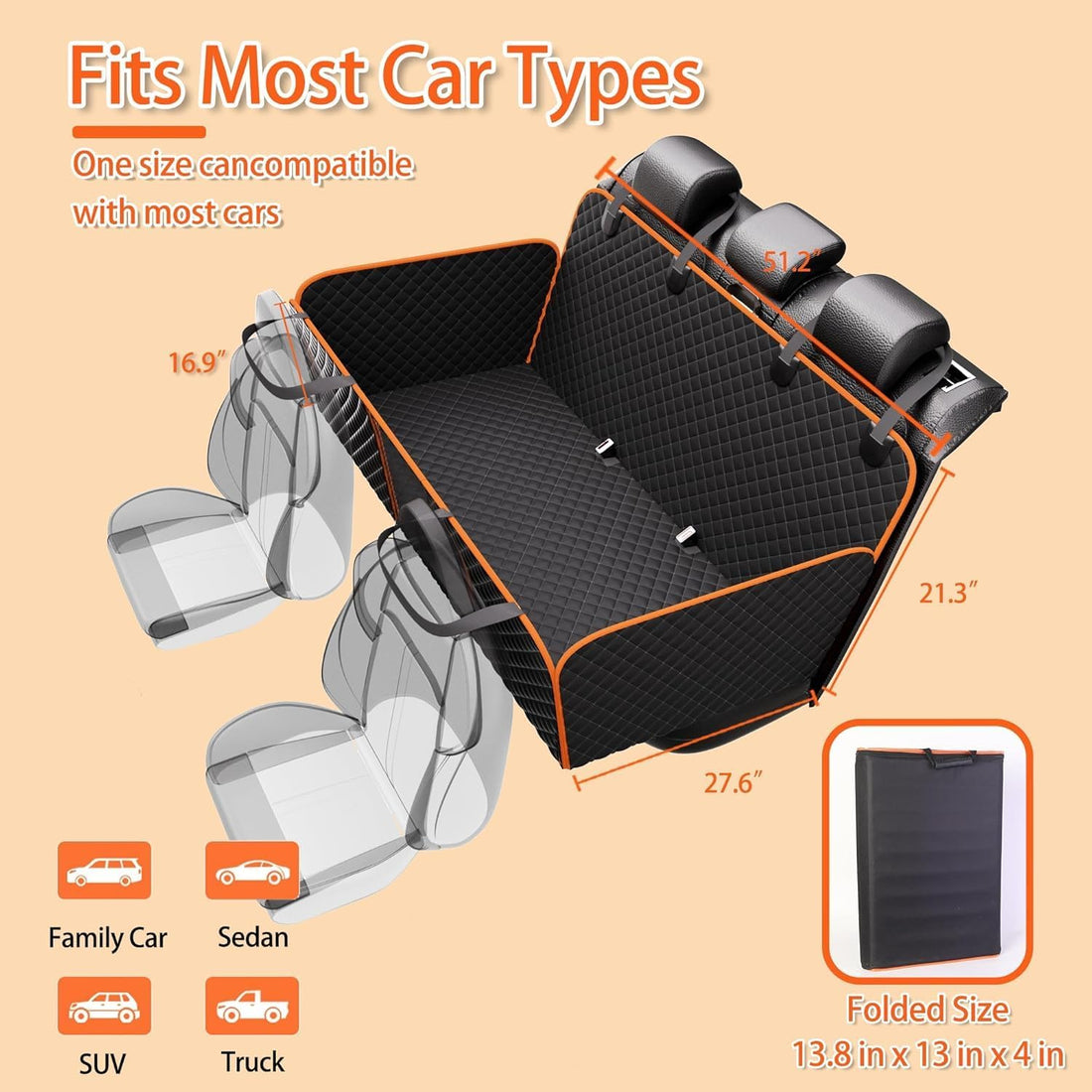 Back Seat Extender for Dogs,Heavy-Duty Dog Car Seat Cover for Back