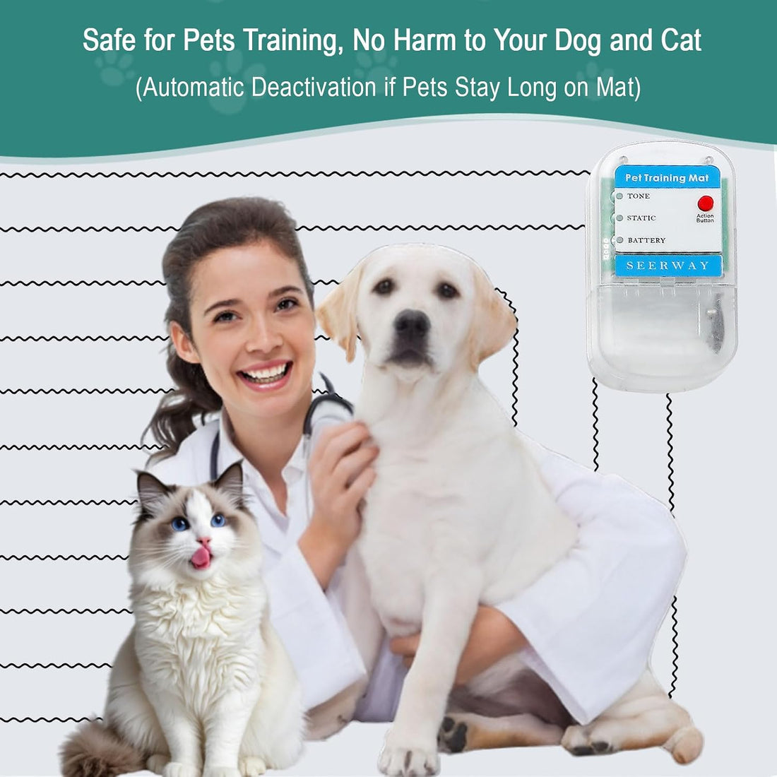 SEERWAY Pet Scat Shock Mat for Dogs & Cats, 46"x3" Windowsill Training