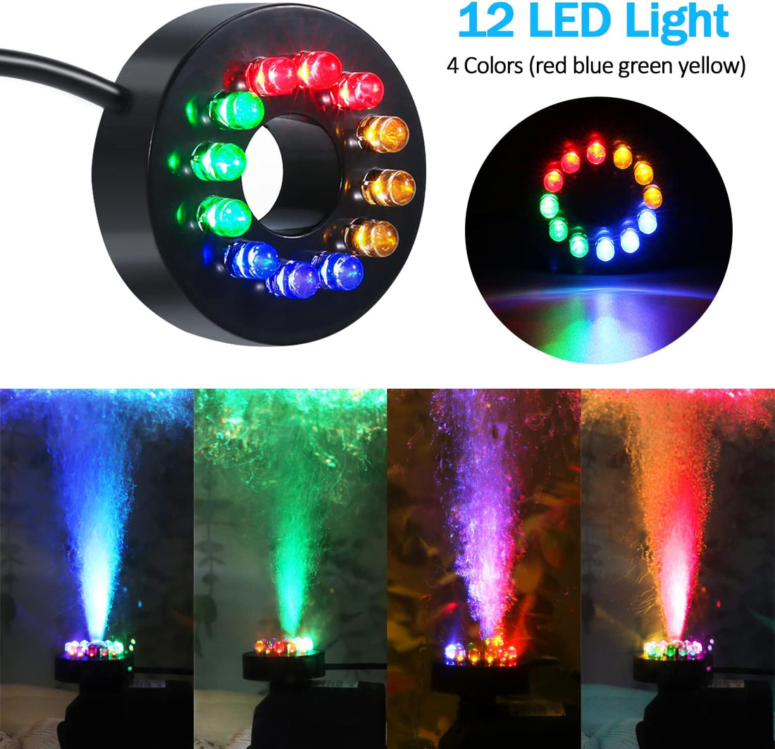 CWKJ Fountain Pump with LED Lights, 220GPH Submersible Water Pump
