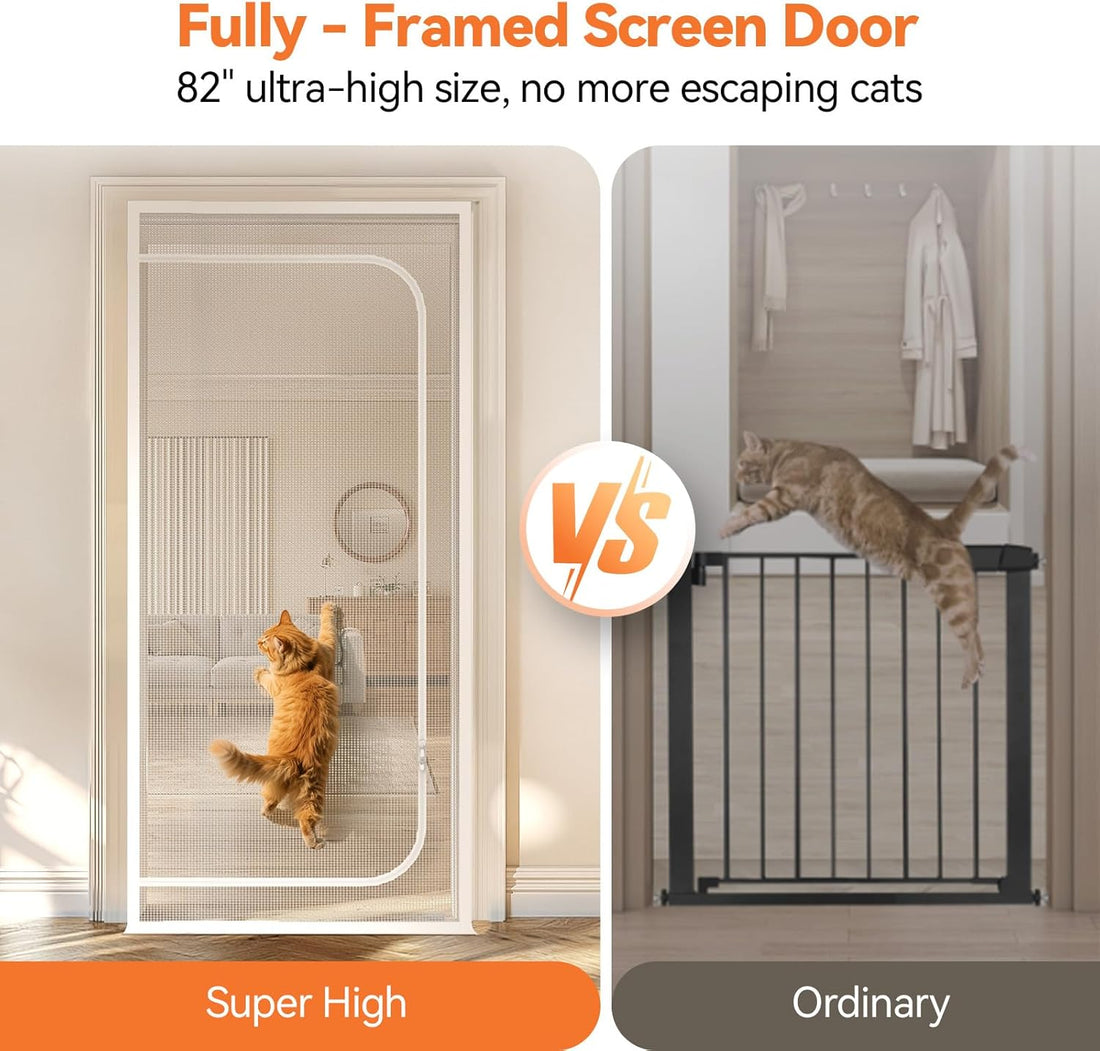 BFNN Cat Proof Screen Door, Extra Tall Mesh Gate, Fit 32'' x 80'' Door