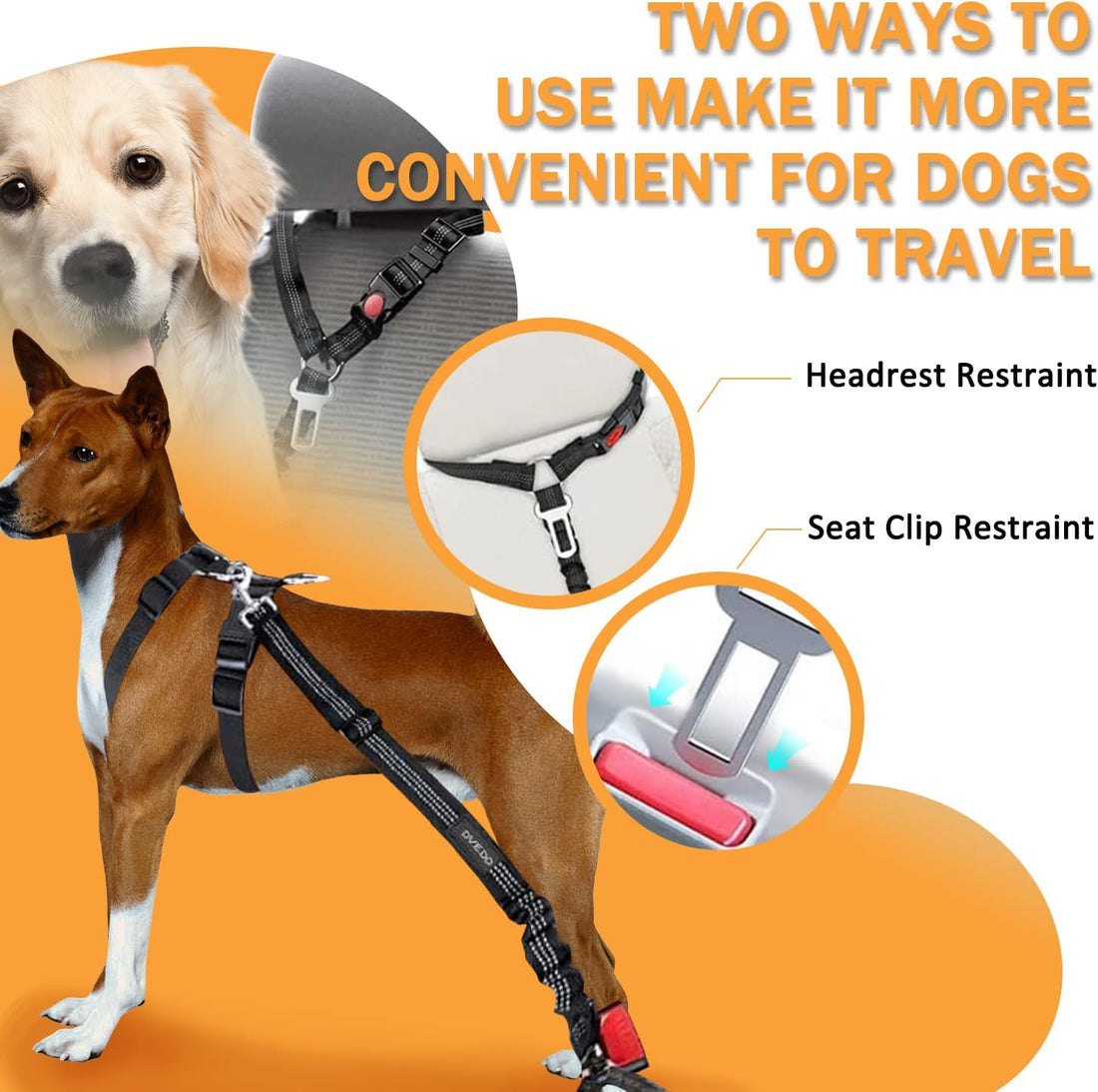 Vehicle Harnesses, 2 in1 Dog Belts for Cars