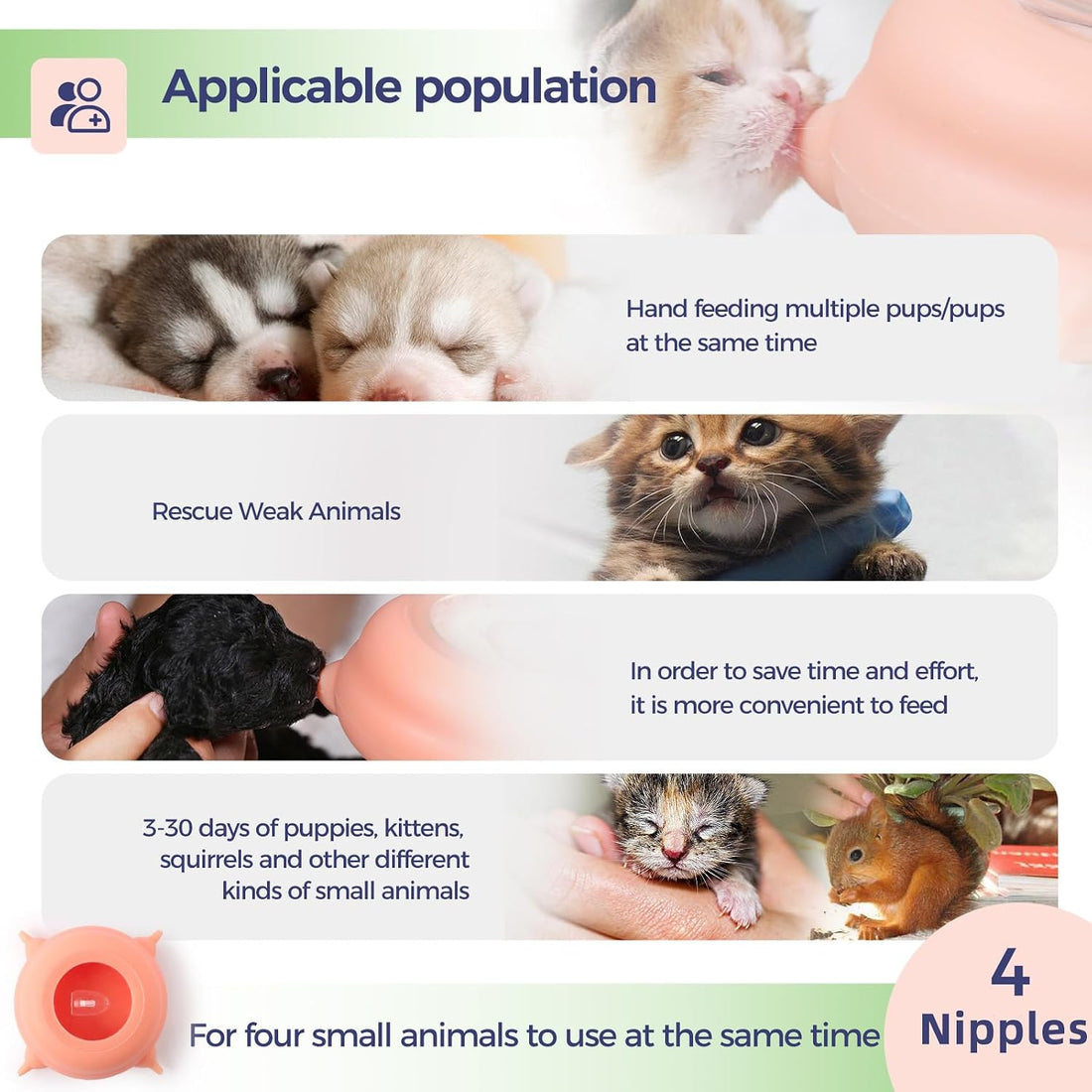 200ml Silicone Multi-Pet Milk Feeder with 4 Nipples