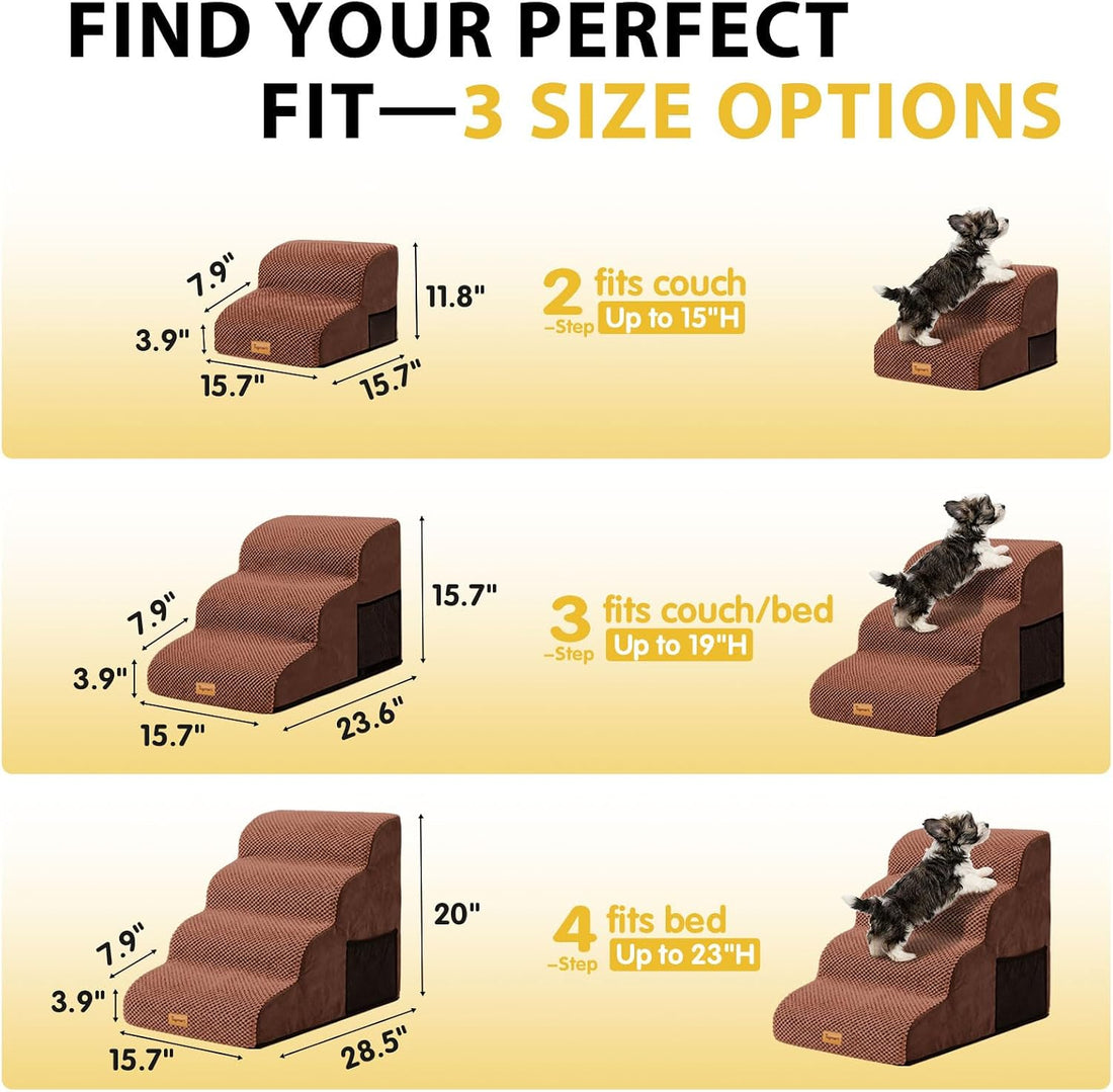 Dog Stairs for Small Dogs, 3-Step Non-Slip Foam Pet Steps for Couch