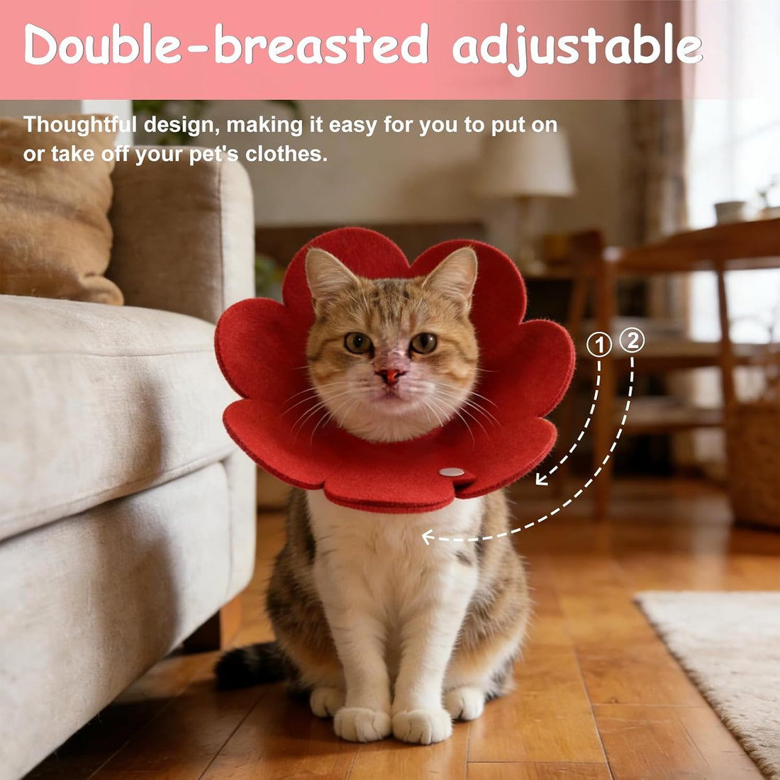 Cat Recovery Collar Cute Flower 2Pcs, L 10.2-12.2"