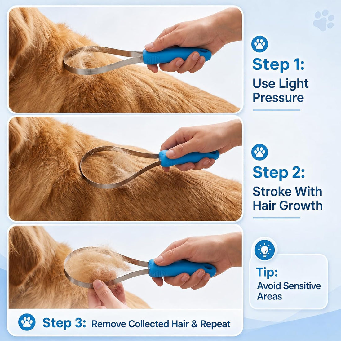 Dual‑Sided Grooming Blade for Dogs Horse Shedding Tool with Grip