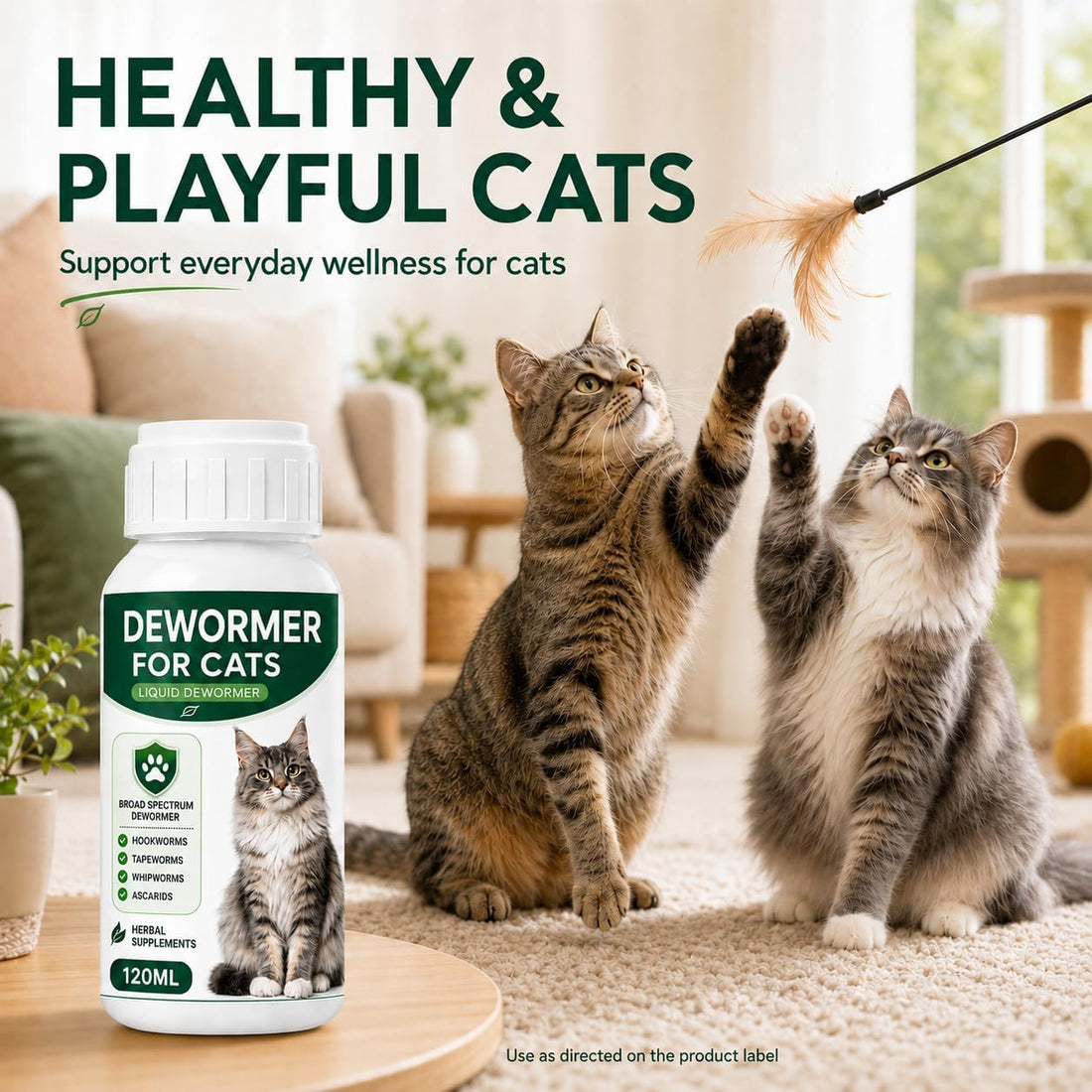 Dewormer for Cats & Kittens, Broad Spectrum Liquid Cat dewormer